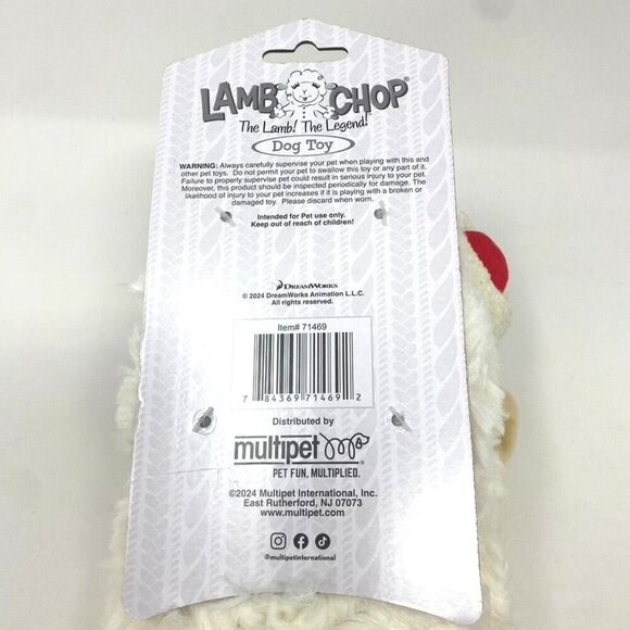 Multipet Lamb Chop with Antlers Dog Interactive Plush Toy 10.5" Holiday - Picture 4 of 6